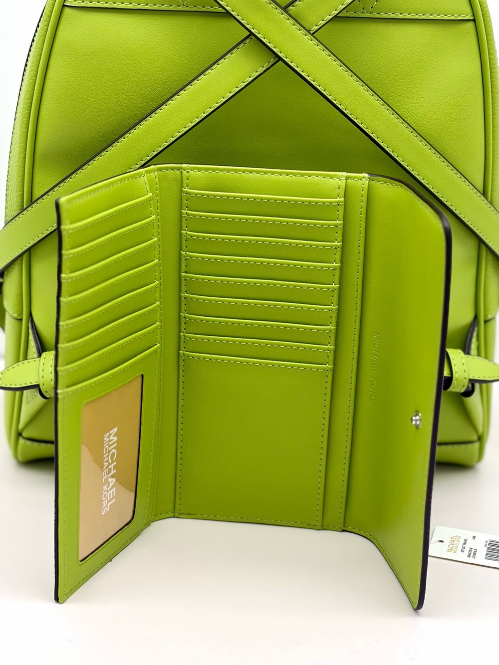 Michael Kors Rhea medium backpack and wallet Set Lime - Picture 10 of 16